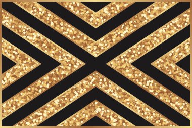 Işıltılı arka planda altın çizgiler ve siyah çizgiler ile modern geometrik lüks kart şablonu veya sunum veya selamlama.