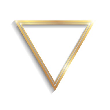 Beyaz arkaplanda izole edilmiş gölgeler ve gölgelerle altın gouble üçgen çerçeve.