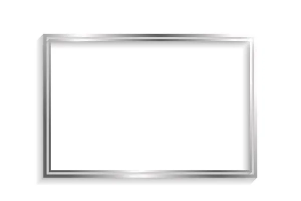 Cadre Double Rectangle Argenté Avec Ombres Reflets Isolés Sur Fond — Image vectorielle