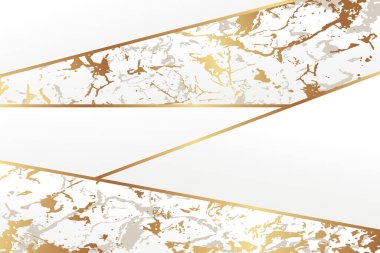 İş ya da sunum için modern geometrik lüks arka plan ya da altın çizgileri ve mermer dokusu olan tebrik kartı.