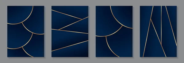 Ensemble Arrière Plans Abstraits Modernes Géométriques Luxe Bleu Marine Avec — Image vectorielle