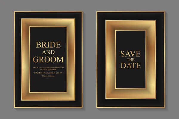 Set Moderner Geometrischer Hochzeitseinladungen Oder Kartenvorlagen Für Geschäfts Oder Präsentationszwecke — Stockvektor