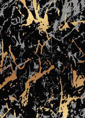 Altın sıvısı mermer kaplamalı modern siyah.