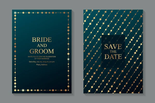 Moderno Diseño Invitación Boda Lujo Turquesa Plantillas Tarjeta Para Negocios — Vector de stock