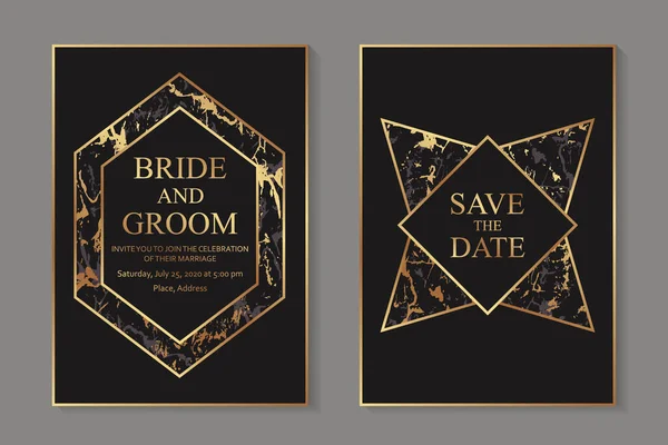 Set Moderner Geometrischer Hochzeitseinladungen Oder Kartenvorlagen Für Geschäfts Oder Präsentationszwecke — Stockvektor