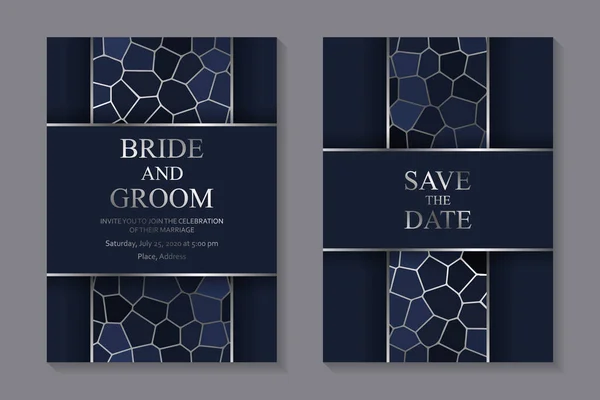 Set Modern Geometric Luxury Wedding Invitation Design Card Templates Business — ストックベクタ
