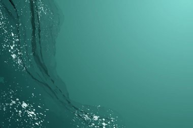 Modern suluboya arkaplan veya zarif kart tasarımı veya soyut turkuaz mürekkep dalgaları ve gümüş sıçramalı duvar kağıdı veya poster.