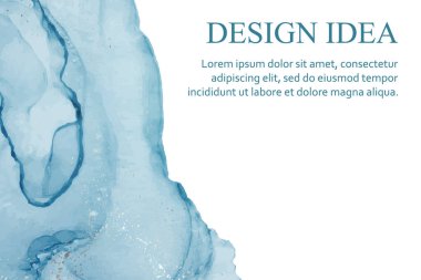 Modern suluboya arkaplan ya da zarif kart tasarımı ya da soyut mavi mürekkep dalgaları ve gümüş lekeli duvar kağıdı ya da poster.