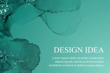 Modern suluboya arkaplan veya zarif kart tasarımı veya soyut yeşil mürekkep dalgaları ve sıçramaları olan duvar kağıdı veya poster.