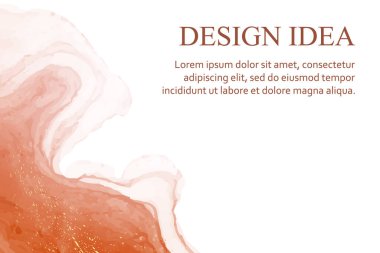 Modern suluboya arkaplan ya da zarif kart tasarımı ya da duvar kağıdı ya da soyut kırmızı mürekkep dalgaları ve beyaz üzerinde altın lekeler olan poster.