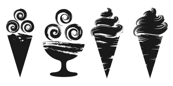 Набор Икон Гранж Мороженого — стоковый вектор