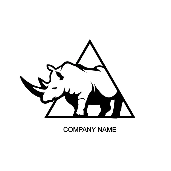 Logotipo de rinoceronte blanco y negro — Vector de stock