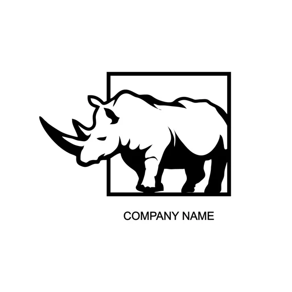 Black and white rhino logo — Stock Vector