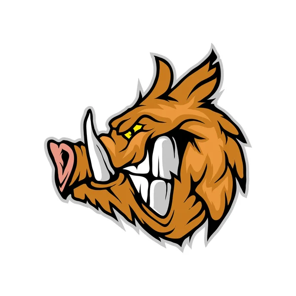 Aggressives Wildschweinkopf-Logo — Stockvektor