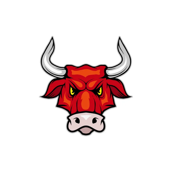積極的な雄牛の頭部のロゴ — ストックベクタ