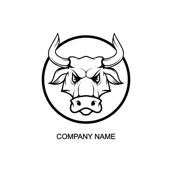 Aggressive bull logo in circle — Stock Vector