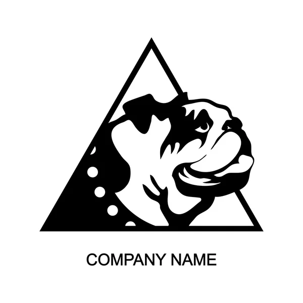 Logotipo de la cabeza del bulldog en triángulo — Archivo Imágenes Vectoriales
