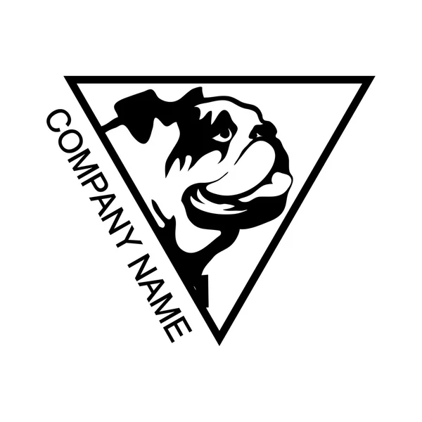 Logo testa bulldog in triangolo — Vettoriale Stock