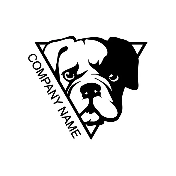 Logo testa bulldog in triangolo — Vettoriale Stock