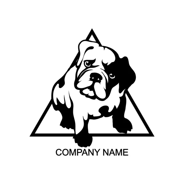 Logo bulldog bianco e nero — Vettoriale Stock