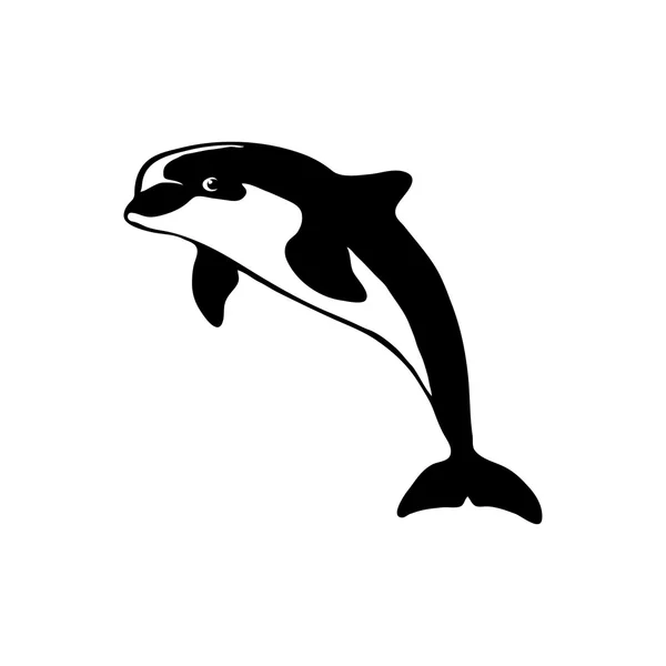 Black and white dolphin logo — Stock Vector