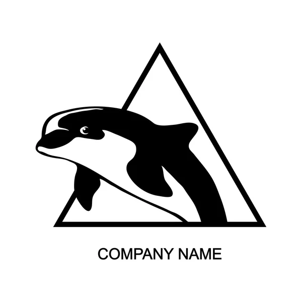 Schwarz-weißes Delphin-Logo — Stockvektor