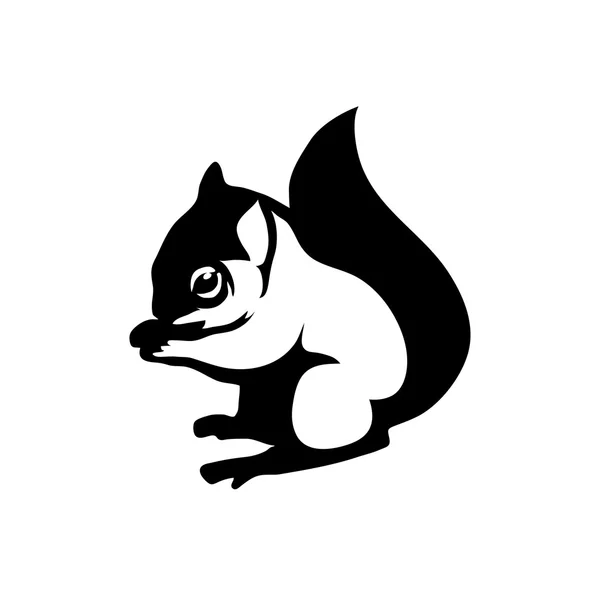 Logo de ardilla en blanco y negro — Vector de stock