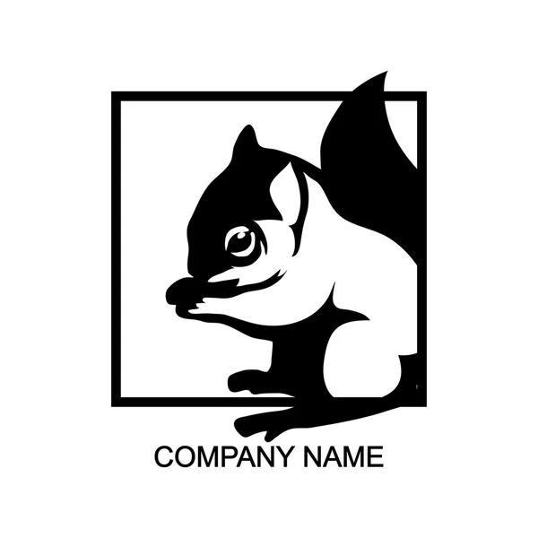 Logo écureuil noir et blanc — Image vectorielle
