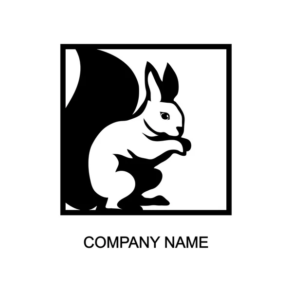 Logo de ardilla en blanco y negro — Vector de stock