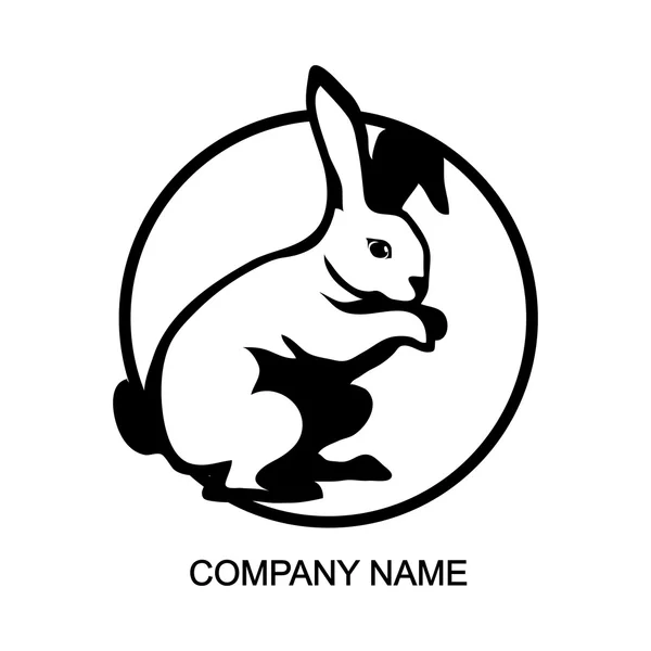 Logo conejo blanco y negro — Archivo Imágenes Vectoriales