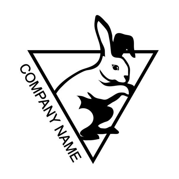 Logotipo de coelho preto e branco — Vetor de Stock