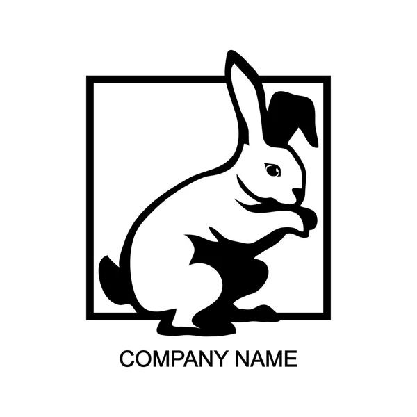 Czarno-biały królik logo — Wektor stockowy