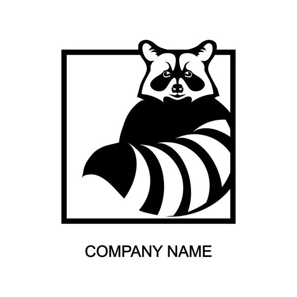 Logotipo guaxinim preto e branco —  Vetores de Stock