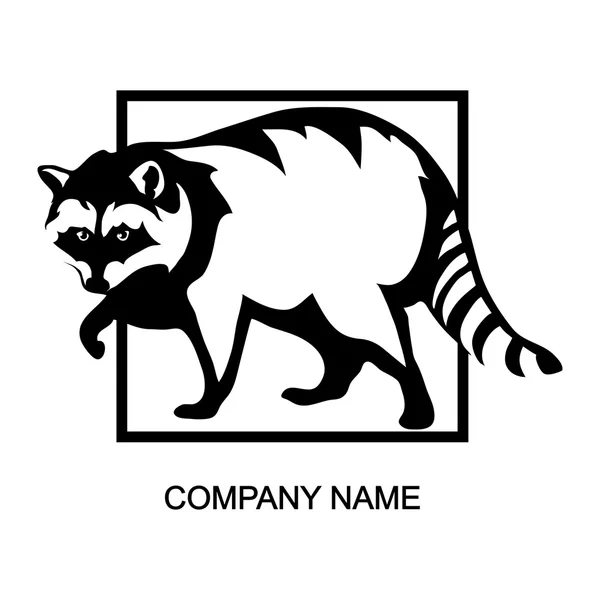 Black and white raccoon logo — Stock Vector