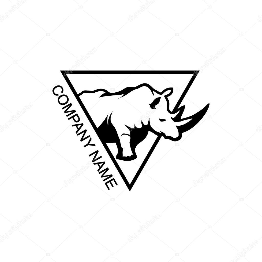 Black and white rhino logo, vector illustration