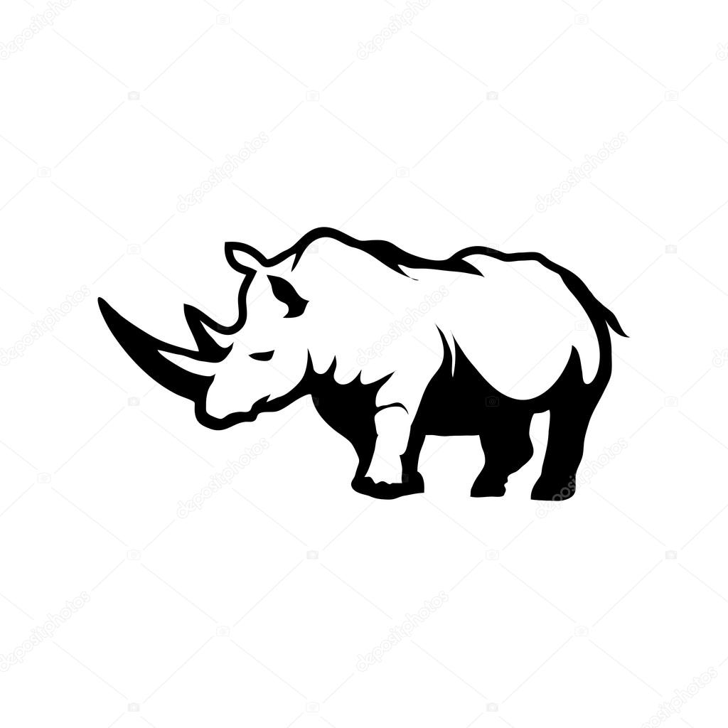Black and white rhino logo, vector illustration