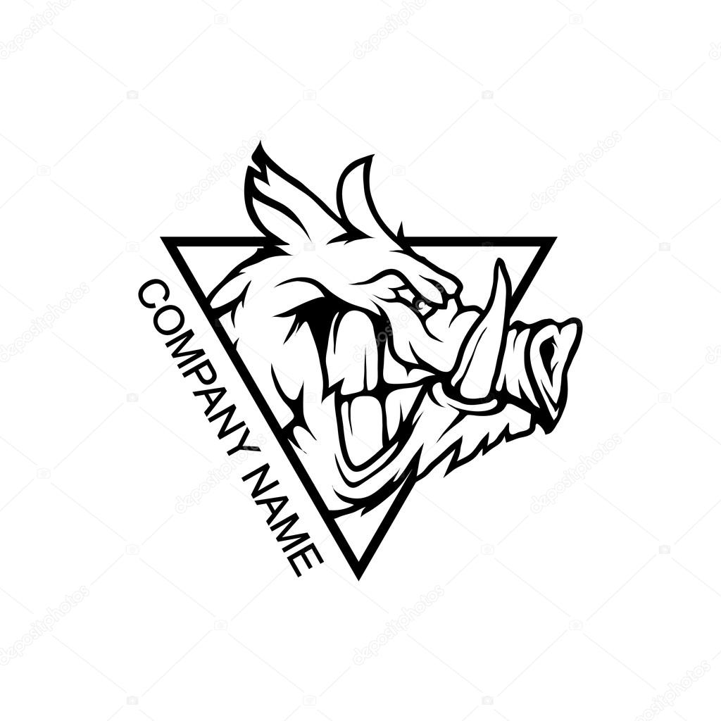 Aggressive boar logo in triangle