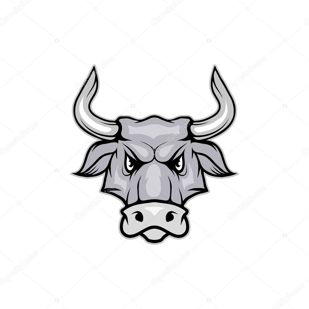 Black and white aggressive bull logo, vector illustration