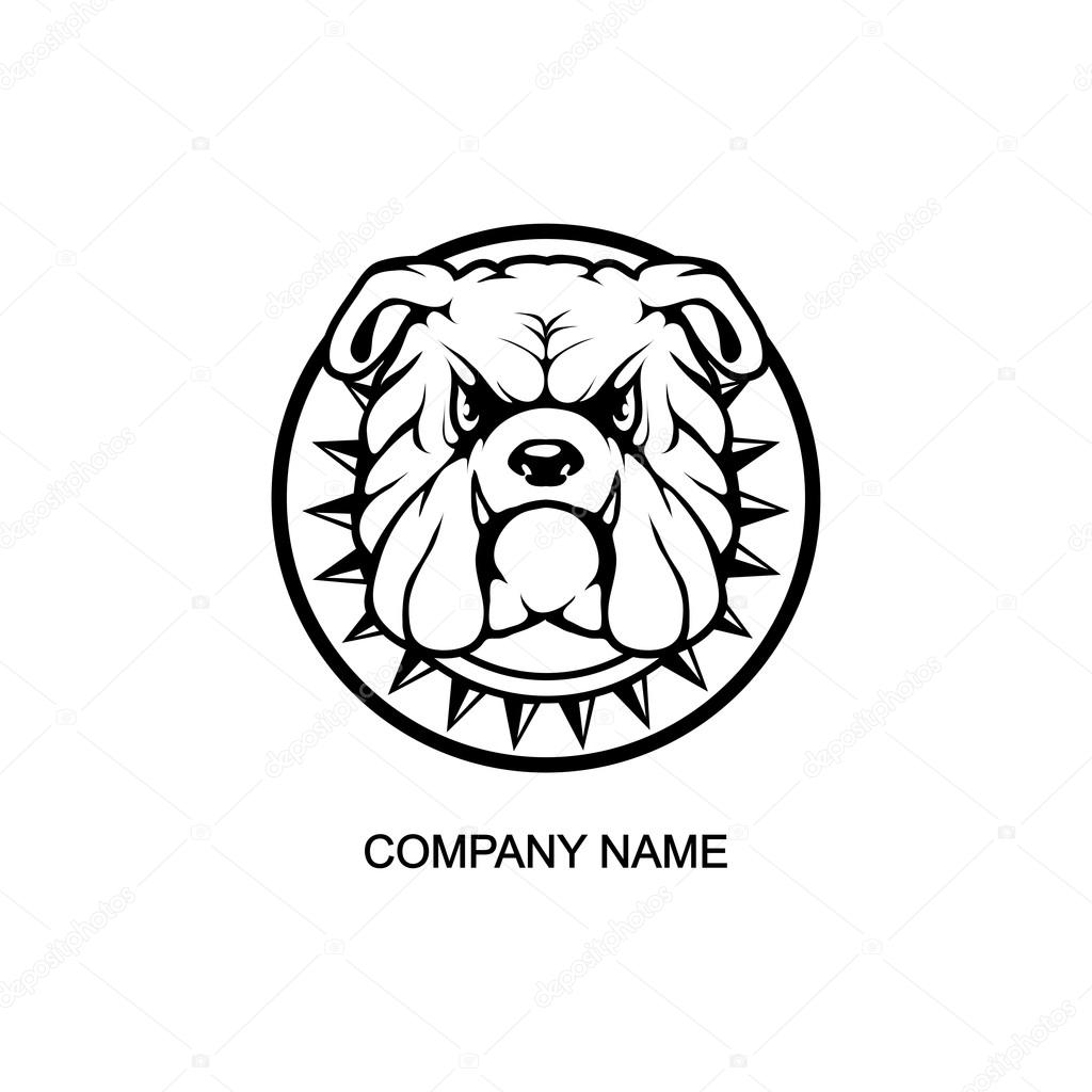 Black and white angry bulldog logo, vector illustration