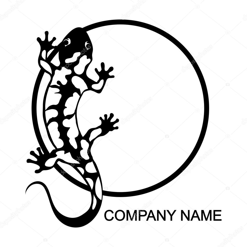 Black and white salamander logo, vector illustration