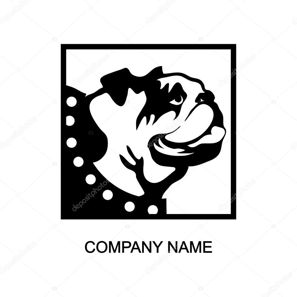 Black and white bulldog head logo, vector illustration