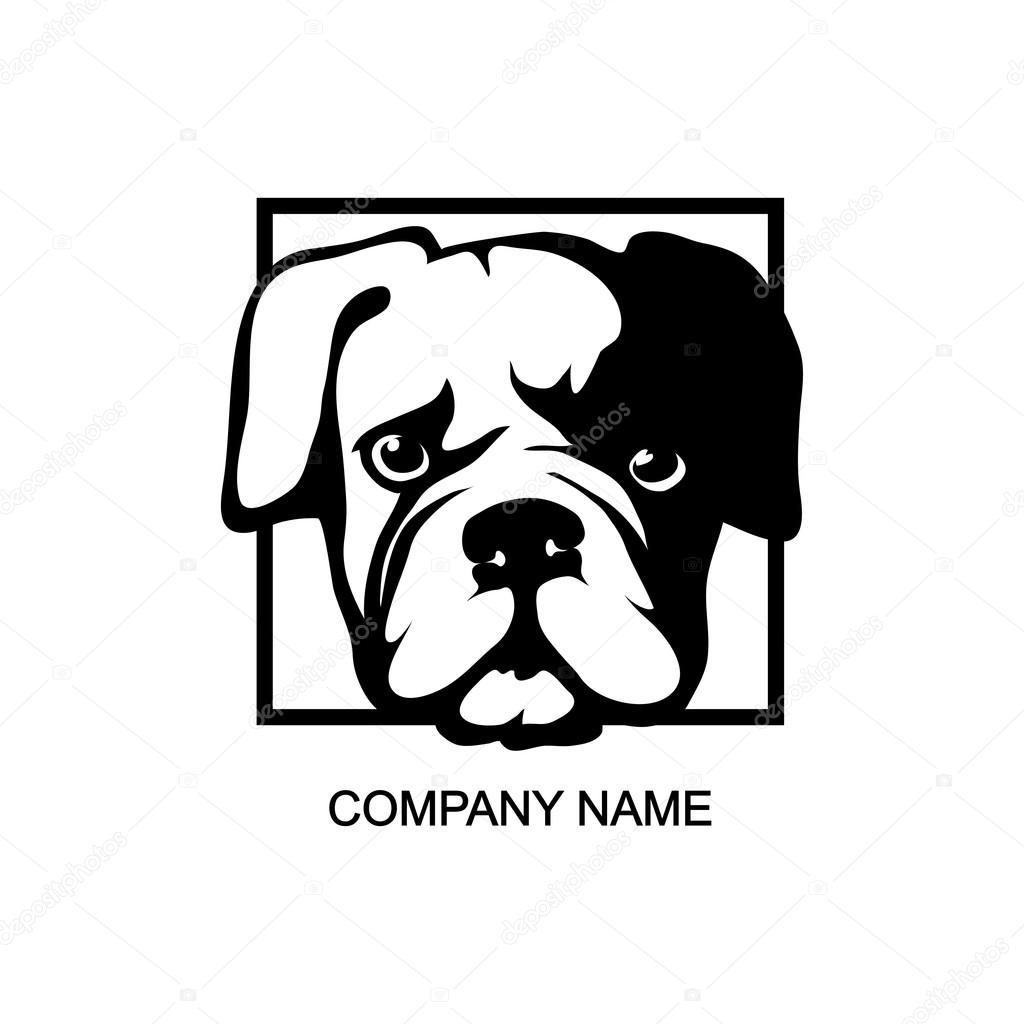 Black and white bulldog head logo, vector illustration