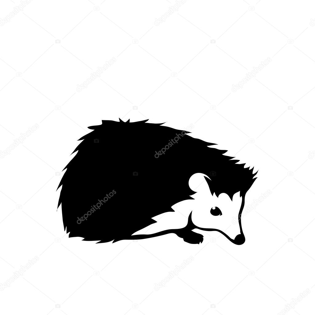 Black and white hedgehog logo, vector illustration