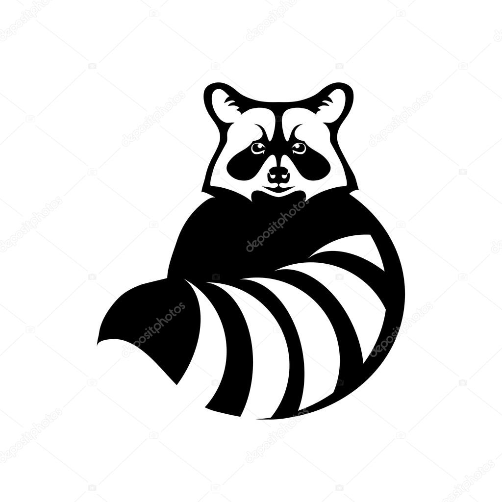 black and white raccoon logo