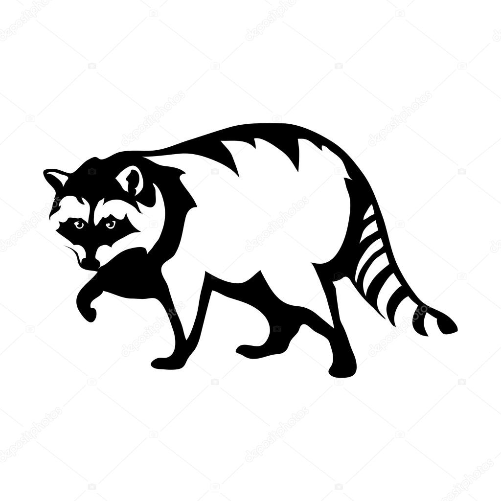 black and white raccoon logo