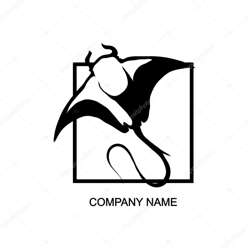 Black and white stingray logo, vector illustration