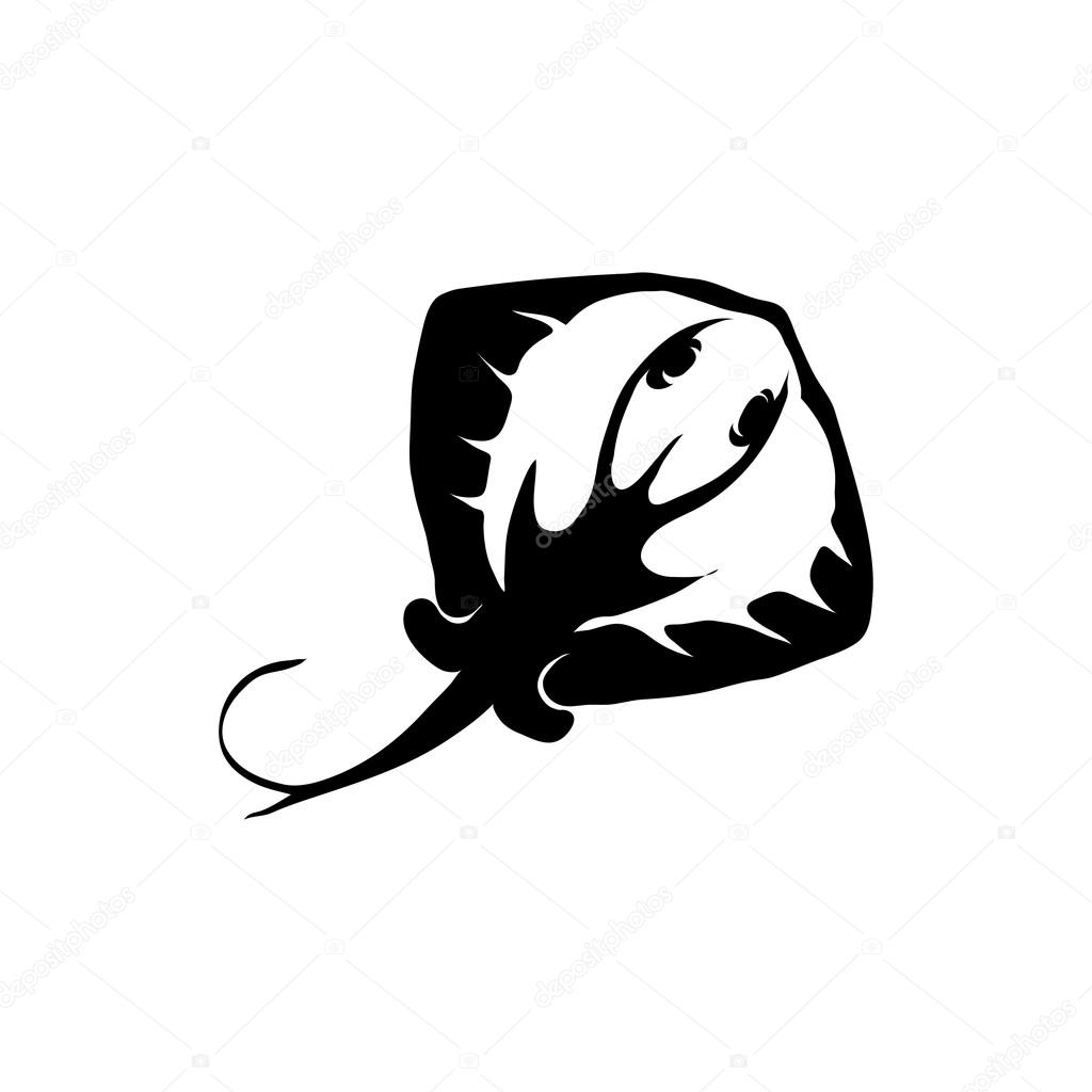 Black and white stingray logo, vector illustration