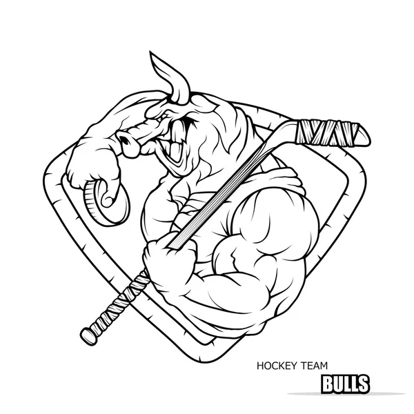 Emblema de hockey blanco y negro — Archivo Imágenes Vectoriales