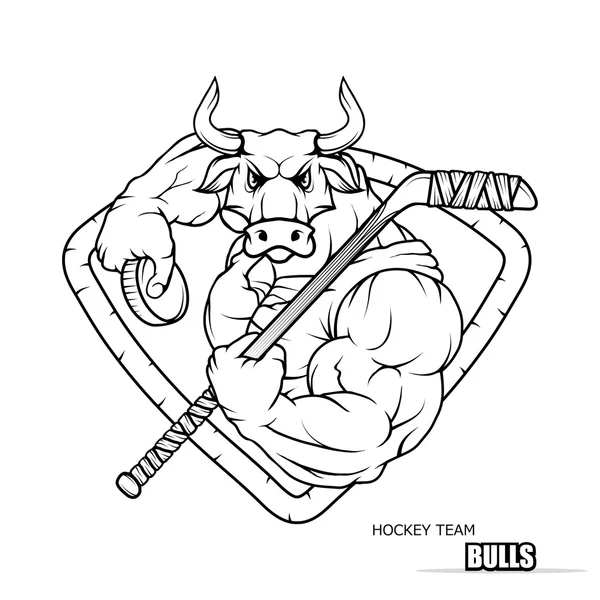 Emblema de hockey blanco y negro — Archivo Imágenes Vectoriales