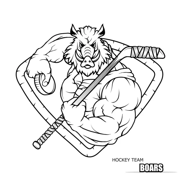 Emblema de hockey blanco y negro — Archivo Imágenes Vectoriales